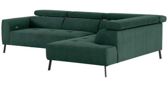 ECKSOFA Waldgrün Feincord - Waldgrün/Schwarz, Design, Textil/Metall (280/205cm) - Xora