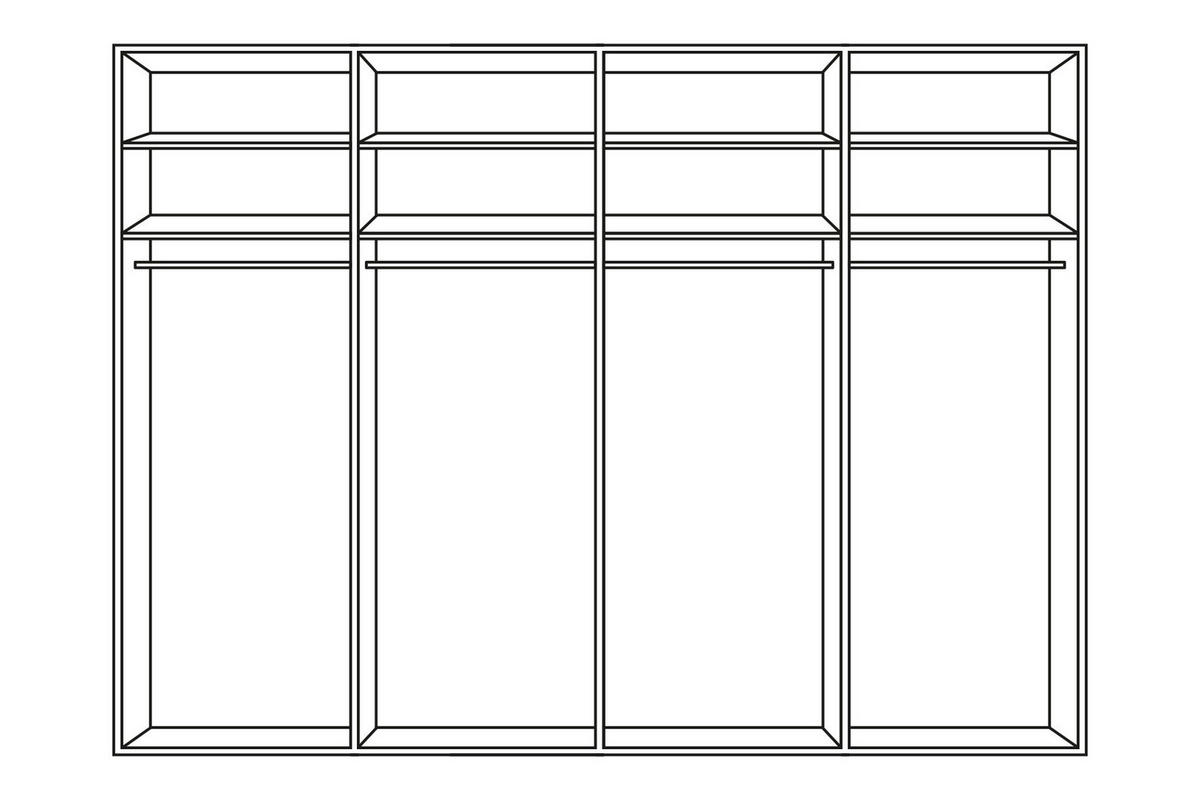 SCHWEBETÜRENSCHRANK 400/217/67 cm 4-türig Eichefarben, Weiß  - Eichefarben/Weiß, Design, Glas/Holz (400/217/67cm) - Linea Natura