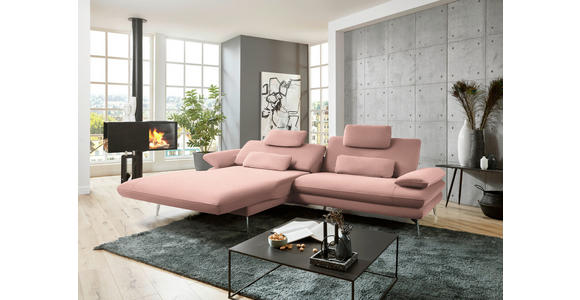 ECKSOFA Rosa Webstoff  - Schwarz/Rosa, Design, Textil/Metall (184/284cm) - Dieter Knoll