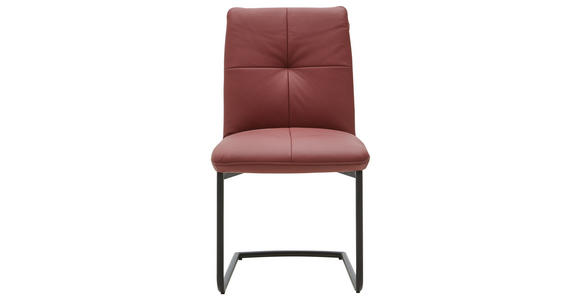 SCHWINGSTUHL in Stahl Echtleder pigmentiert - Rot/Schwarz, Design, Leder/Metall (50/87/59cm) - Dieter Knoll