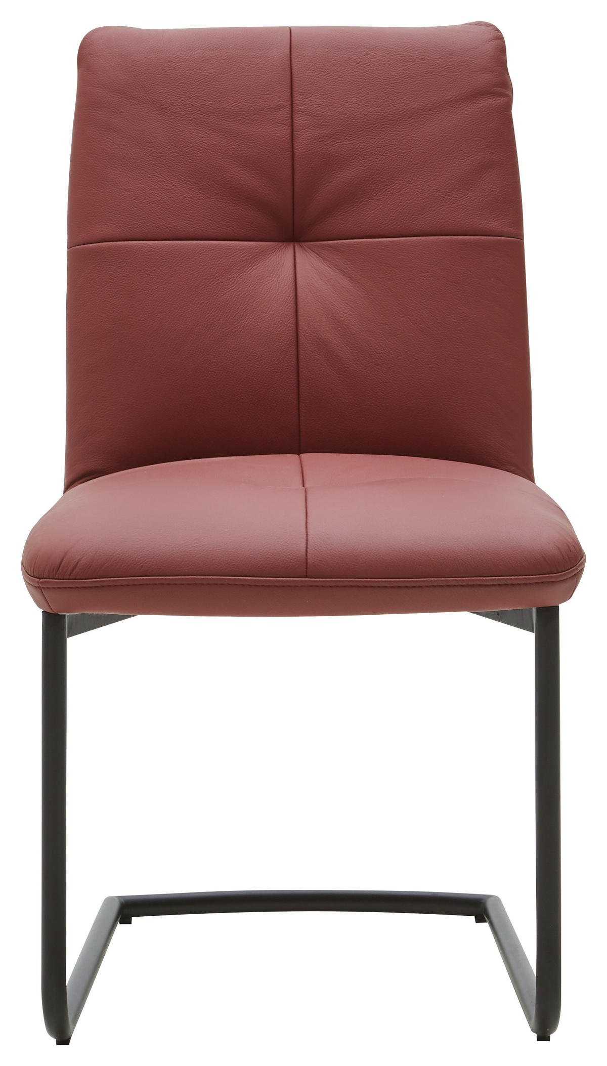SCHWINGSTUHL  in Stahl Echtleder pigmentiert  - Rot/Schwarz, Design, Leder/Metall (50/87/59cm) - Dieter Knoll