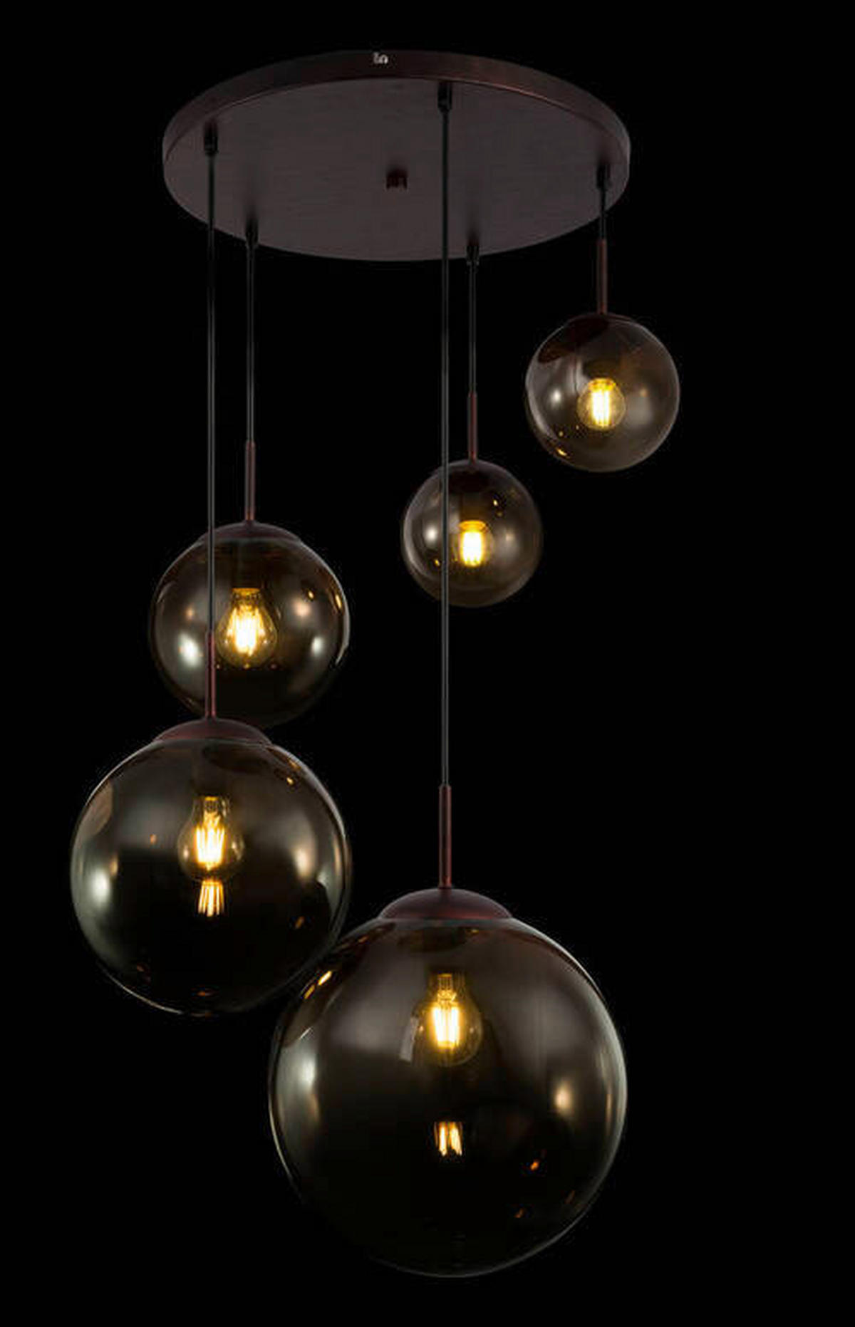 HÄNGELEUCHTE 65/150 cm  - Bernsteinfarben/Braun, Design, Glas/Metall (65/150cm) - Globo