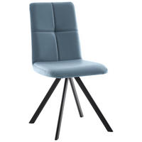 STUHL  in Eisen Lederlook, Mikrofaser Metall, Textil  - Schwarz/Hellblau, MODERN, Textil/Metall (47/92/60cm) - Cantus