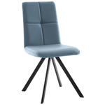STUHL  in Eisen Lederlook, Mikrofaser Metall, Textil  - Schwarz/Hellblau, MODERN, Textil/Metall (47/92/60cm) - Cantus