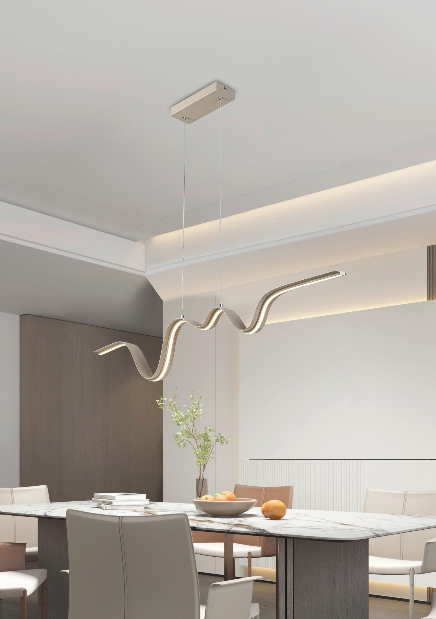 HÄNGELEUCHTE 100/8/120 cm   - Sandfarben, Trend, Kunststoff/Metall (100/8/120cm) - Collet's Monde