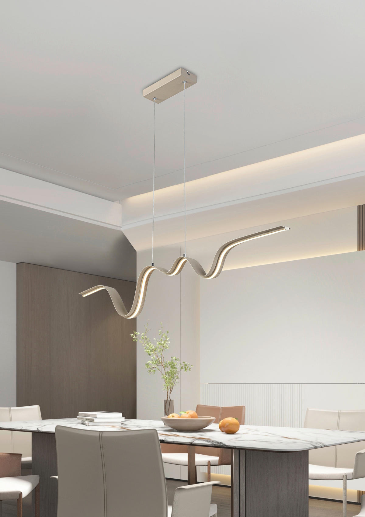 HÄNGELEUCHTE 100/8/120 cm   - Sandfarben, Trend, Kunststoff/Metall (100/8/120cm) - Collet's Monde