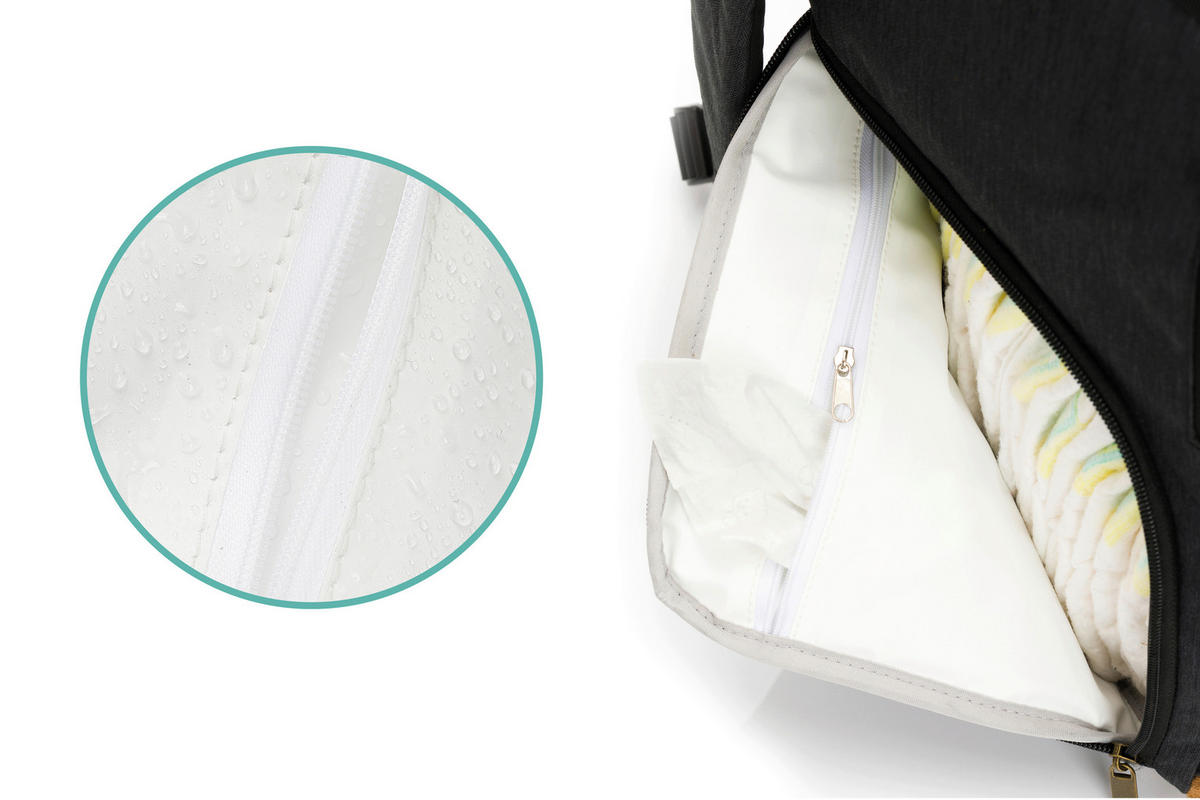 WICKELRUCKSACK Berlin  - Schwarz/Braun, Basics, Leder/Textil (28/16/55cm) - Fillikid