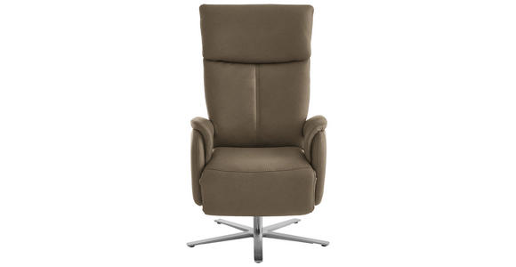 RELAXSESSEL in Leder Hellbraun - Hellbraun/Edelstahlfarben, Design, Leder/Metall (70/124/85cm) - Cantus