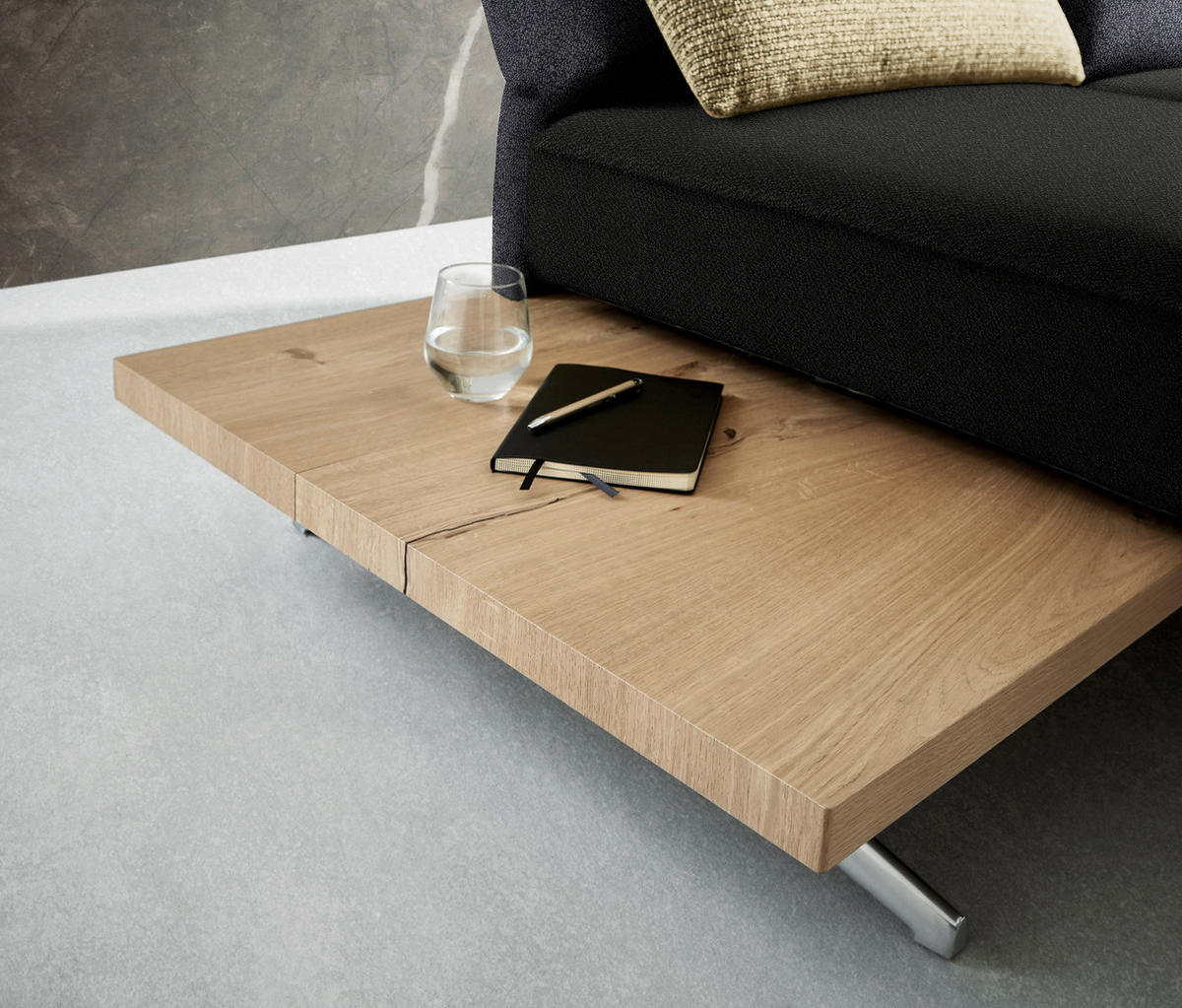 ECKSOFA in Flachgewebe Schwarz, Dunkelblau  - Chromfarben/Schwarz, Design, Holz/Textil (240/132cm) - Koinor