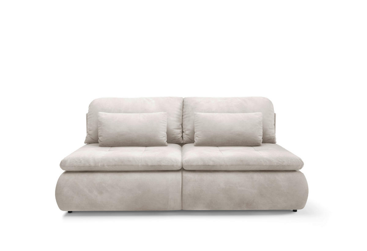 SCHLAFSOFA MYSTIC in Plüsch Creme  - Creme/Schwarz, Design, Kunststoff/Textil (220/94/114cm) - Livetastic