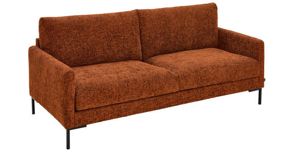 3-SITZER-SOFA in Webstoff Orange  - Schwarz/Orange, KONVENTIONELL, Textil/Metall (196/78/90cm) - Hom`in