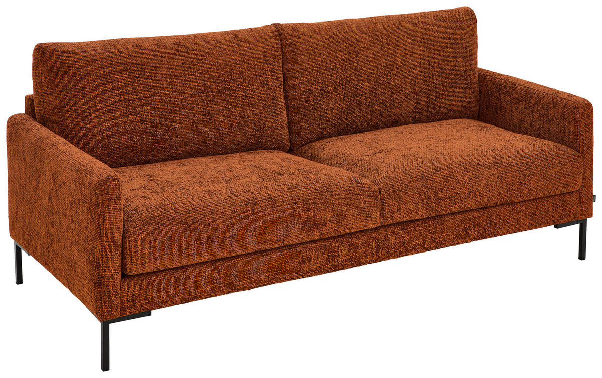 3-SITZER-SOFA in Webstoff Orange  - Schwarz/Orange, Konventionell, Textil/Metall (196/78/90cm) - MID.YOU