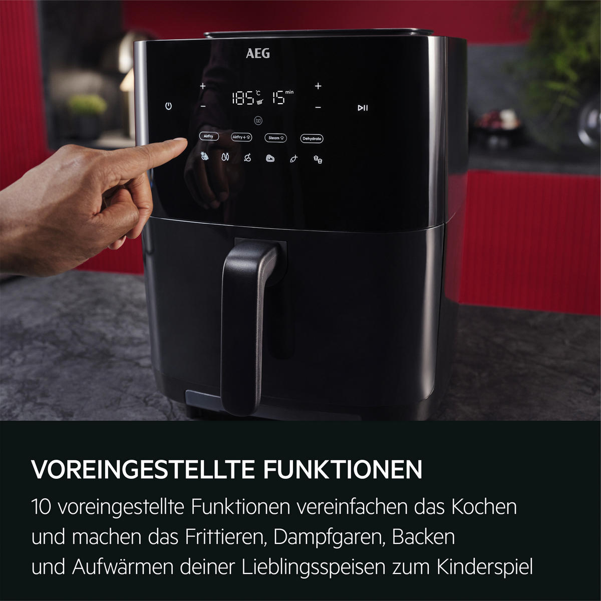 HEIßLUFTFRITTEUSE AAF7SB 6,9 L  - Schwarz, Basics, Kunststoff (32,5/39,7/44,4cm) - AEG