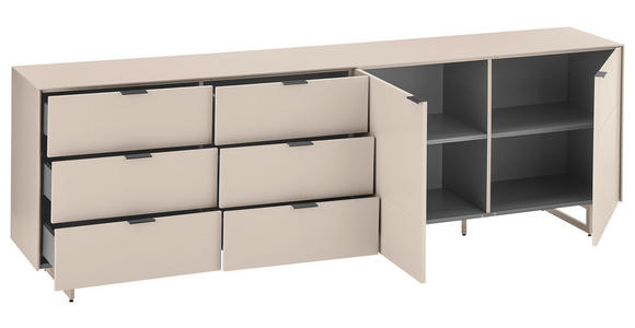 TV-ELEMENT Schwarz, Kaschmir  220/70/38 cm  - Kaschmir/Schwarz, MODERN, Holzwerkstoff/Metall (220/70/38cm) - Carryhome