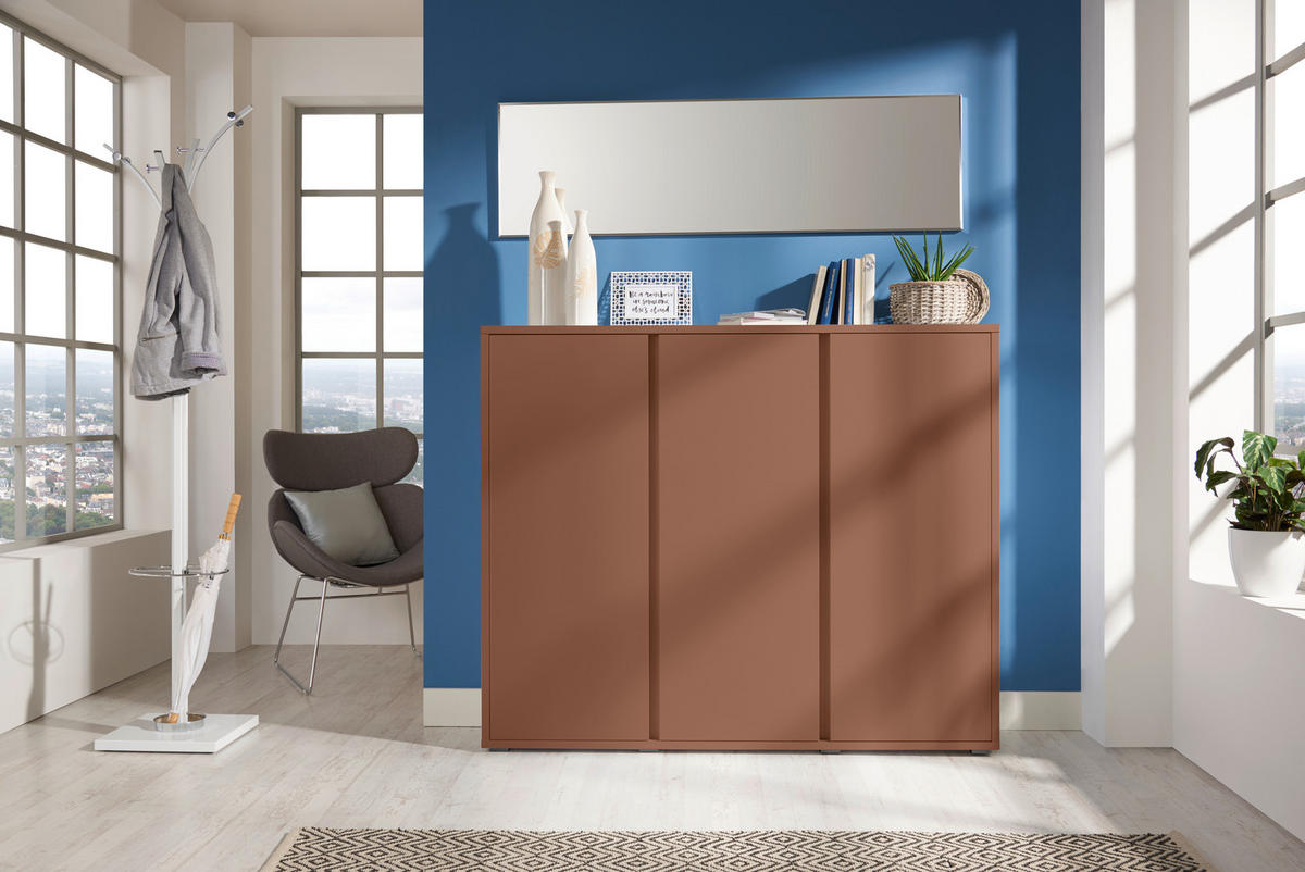 OMARA ZA ČEVLJE terakota - antracit/terakota, Design, umetna masa/leseni material (145/120/34cm) - Xora
