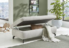 ECKSOFA Ecru Cord, Velours  - Ecru/Schwarz, Design, Textil/Metall (197/291cm) - Beldomo Style
