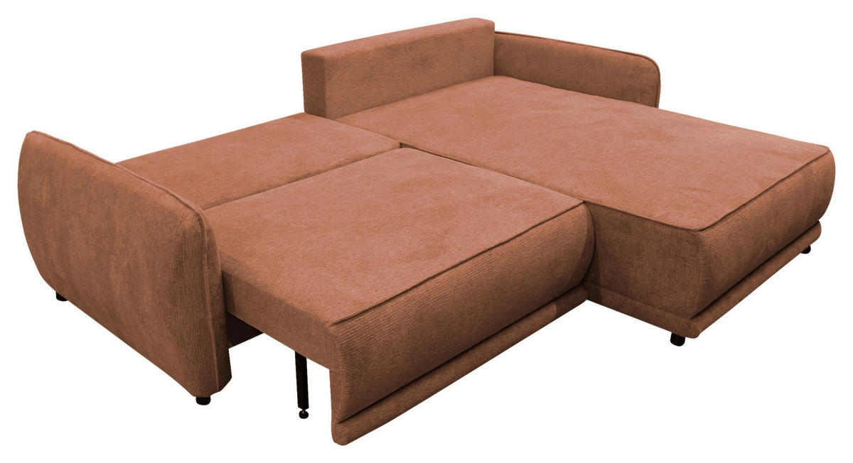 ECKSOFA in Struktur Rostfarben  264/195 cm  - Rostfarben/Beige, Design, Kunststoff/Textil (264/195cm) - MID.YOU