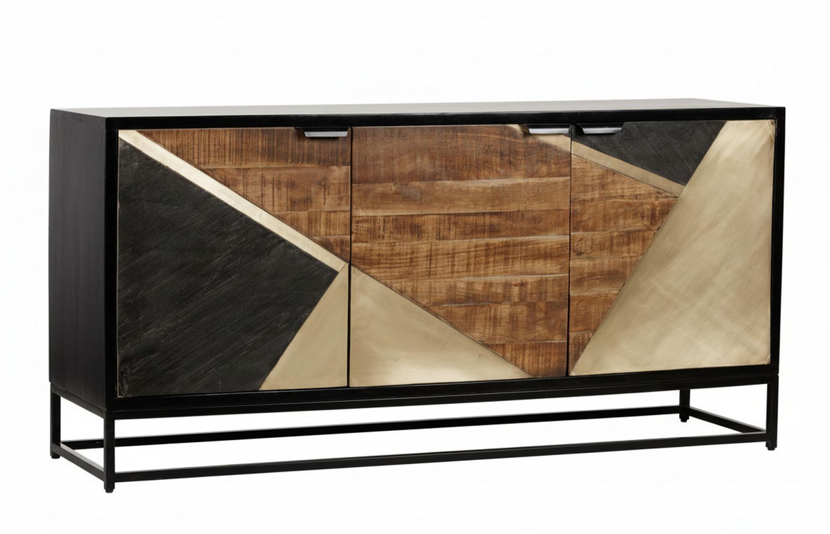 SIDEBOARD  in 160/78/42 cm  - Goldfarben/Schwarz, Design, Holz/Metall (160/78/42cm) - Livetastic