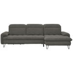 ECKSOFA in Webstoff Grau  - Schwarz/Grau, LIFESTYLE, Textil/Metall (310/180cm) - Valnatura