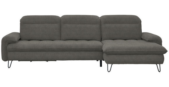 ECKSOFA in Webstoff Grau  - Schwarz/Grau, LIFESTYLE, Textil/Metall (310/180cm) - Valnatura