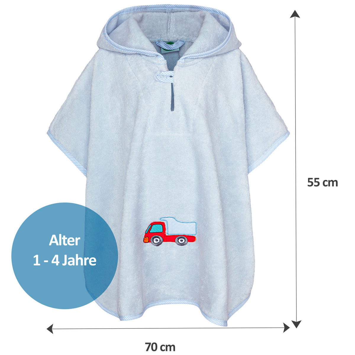 KAPUZENBADETUCH    - Hellblau, Basics, Textil (70/55cm)