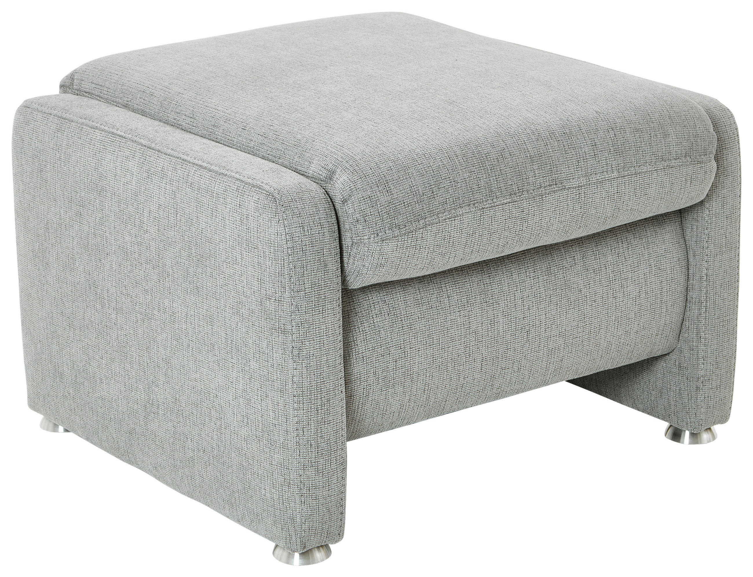 HOCKER Textil Hellgrau  - Hellgrau/Alufarben, Konventionell, Textil/Metall (67/44/58cm) - Beldomo Comfort