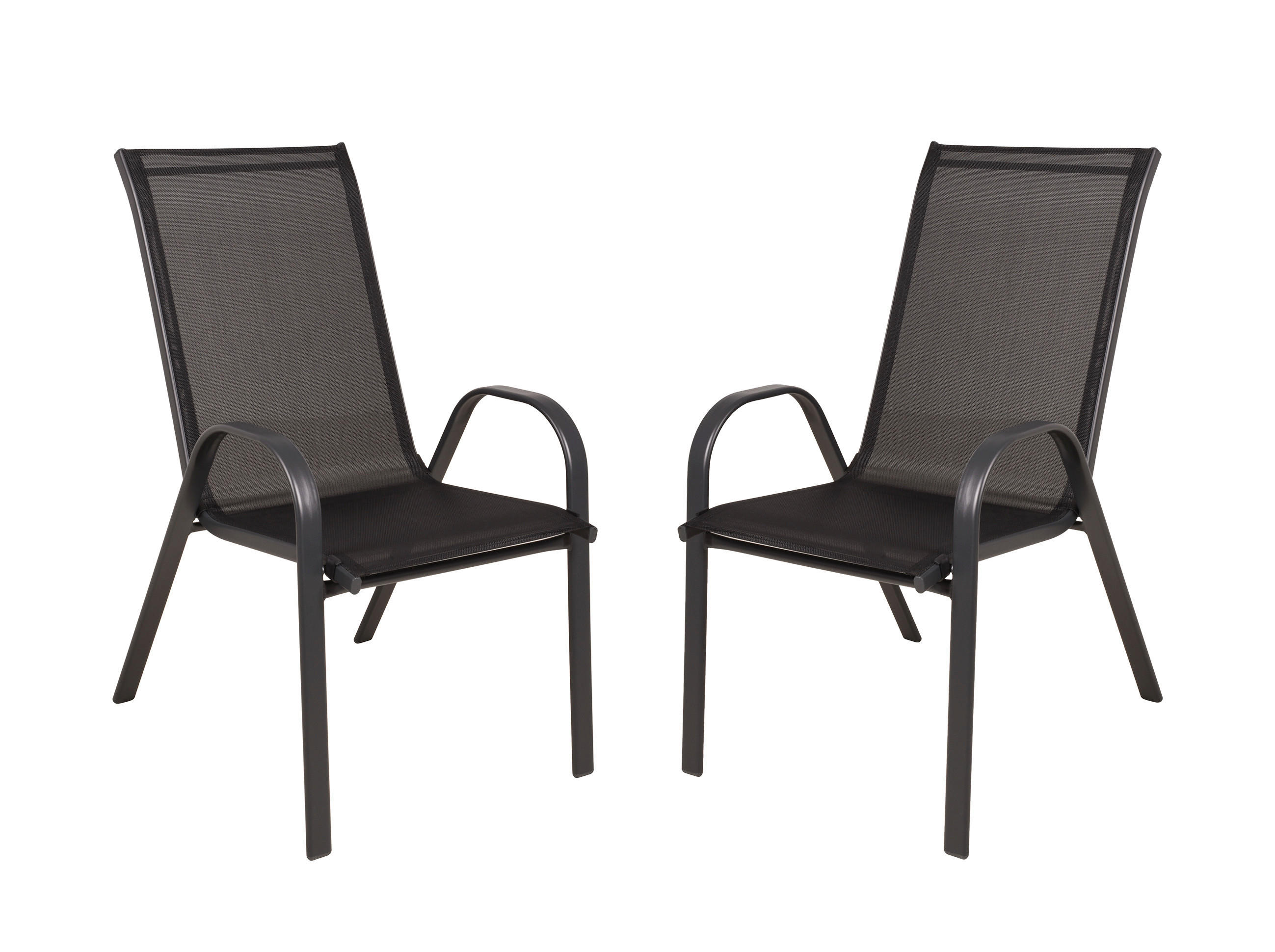GARTENSTUHL-SET Metall, Kunststoff Anthrazit, Schwarz  - Anthrazit/Schwarz, MODERN, Kunststoff/Metall (55/94/73cm) - Gardenson