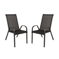 GARTENSTUHL-SET Metall, Kunststoff Anthrazit, Schwarz  - Anthrazit/Schwarz, MODERN, Kunststoff/Metall (55/94/73cm) - Gardenson