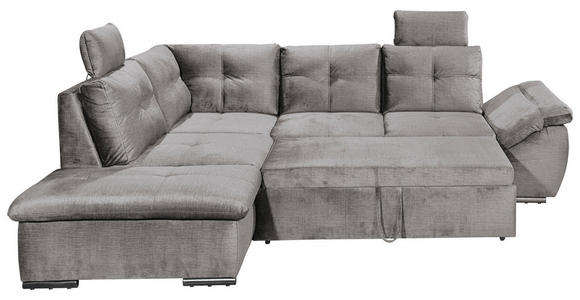 ECKSOFA in Mikrovelours Hellgrau - Hellgrau/Schwarz, KONVENTIONELL, Kunststoff/Textil (217/265cm) - Carryhome