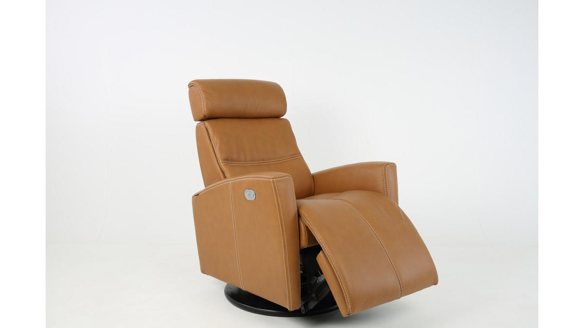 RELAXFÅTÖLJ i metall, textil, trämaterial cognacfärgad  - cognacfärgad, Klassisk, metall/trämaterial (77/108/76cm) - Johann Jakob