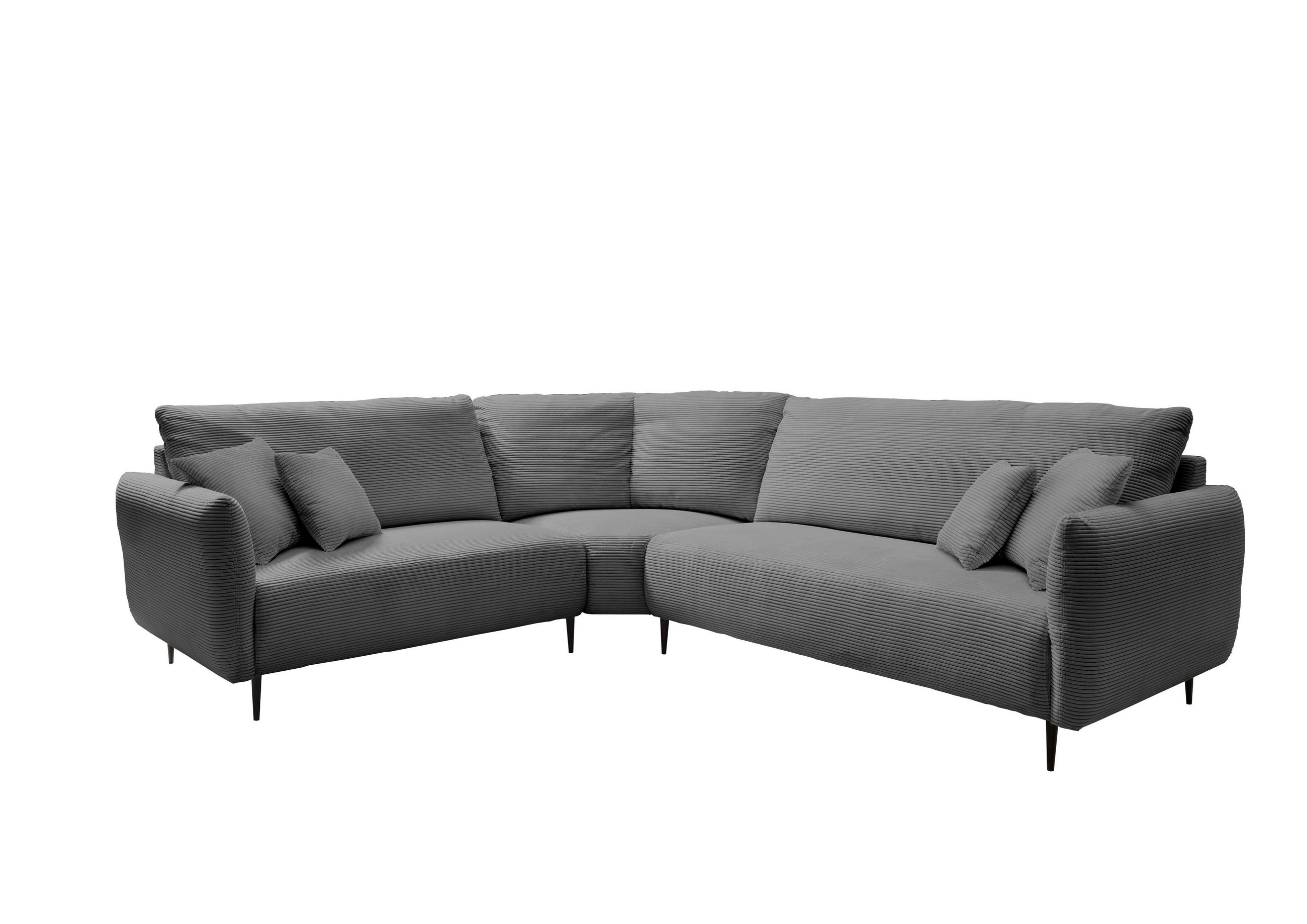 ECKSOFA in Cord Grau  - Schwarz/Grau, Design, Textil/Metall (256/294cm) - Livetastic
