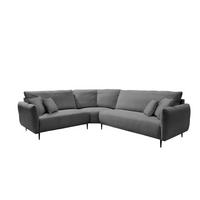 ECKSOFA Grau Cord  - Schwarz/Grau, Design, Textil/Metall (256/294cm) - Livetastic