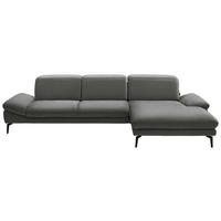 ECKSOFA in Chenille Grau  - Schwarz/Grau, Design, Textil/Metall (319/188cm) - Beldomo System