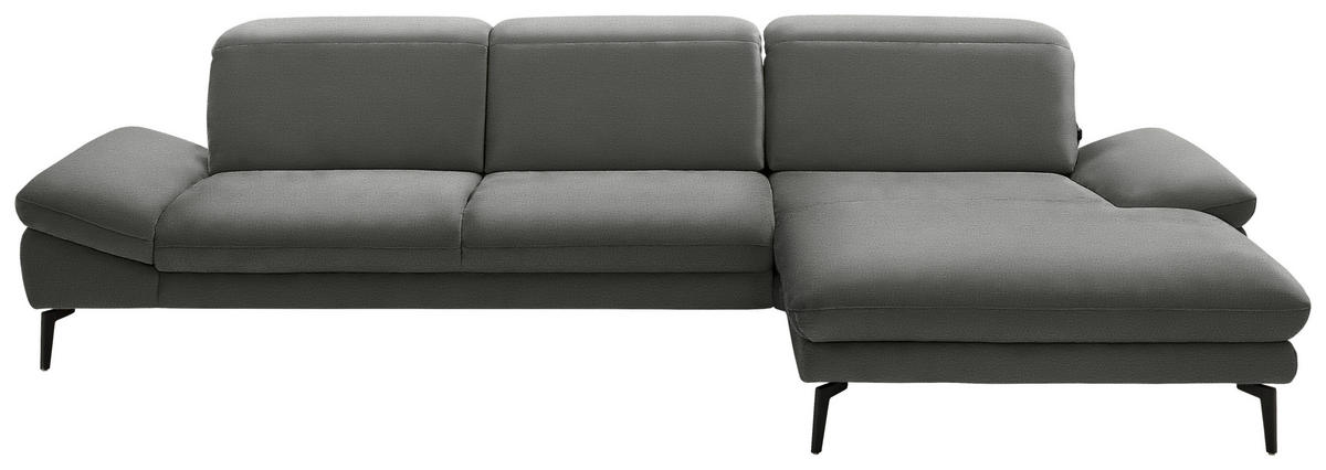 ECKSOFA in Chenille Grau  - Schwarz/Grau, Design, Textil/Metall (319/188cm) - Beldomo System