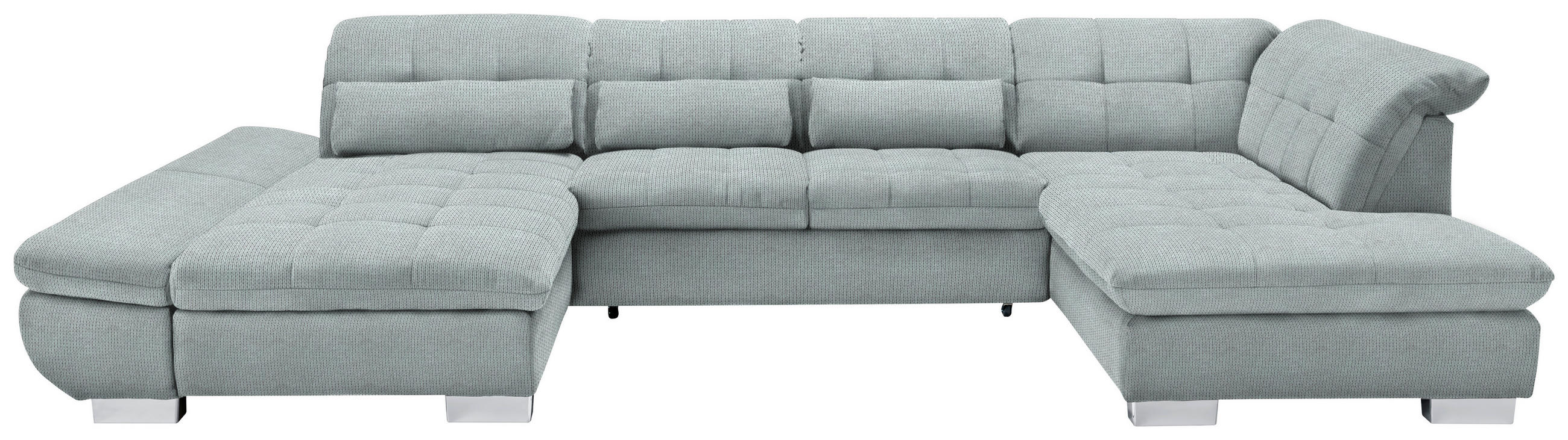 WOHNLANDSCHAFT in Mikrofaser Platinfarben  - Platinfarben/Chromfarben, Design, Kunststoff/Textil (204/350/211cm) - Xora