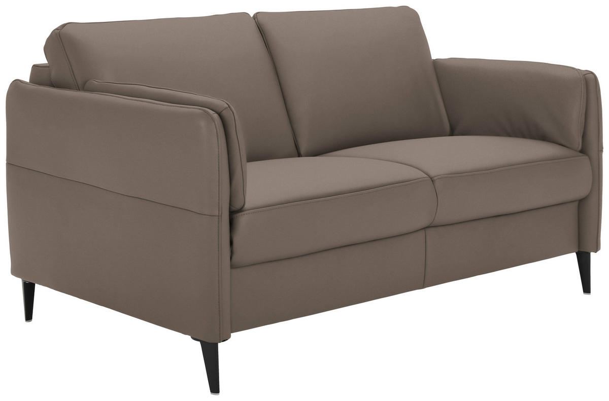 2,5-SITZER in Echtleder Braun  - Schwarz/Braun, Design, Leder/Metall (164/84/99cm) - Dieter Knoll