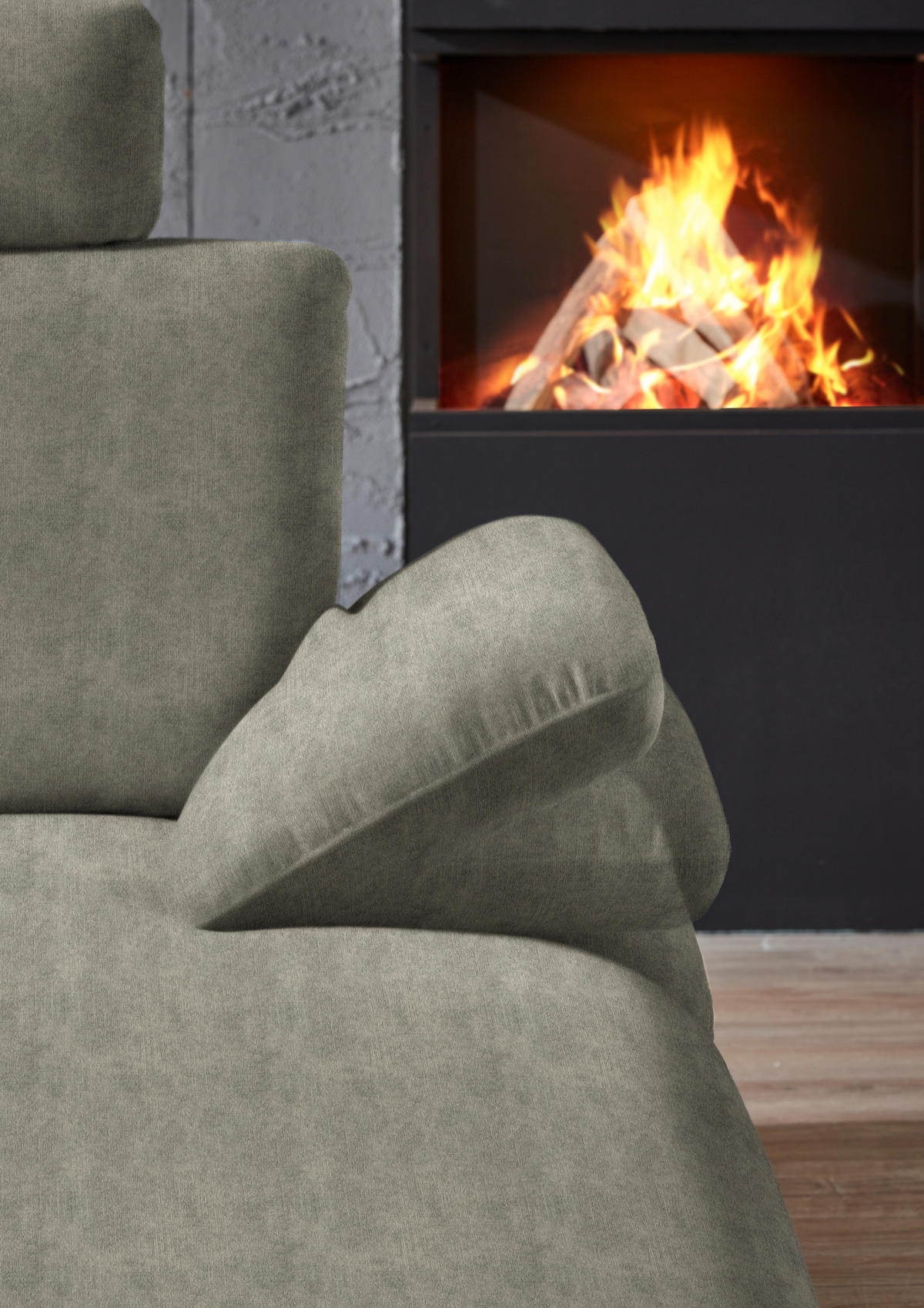 WOHNLANDSCHAFT in Velours Grau  - Schwarz/Grau, Design, Textil/Metall (208/344/180cm) - Dieter Knoll