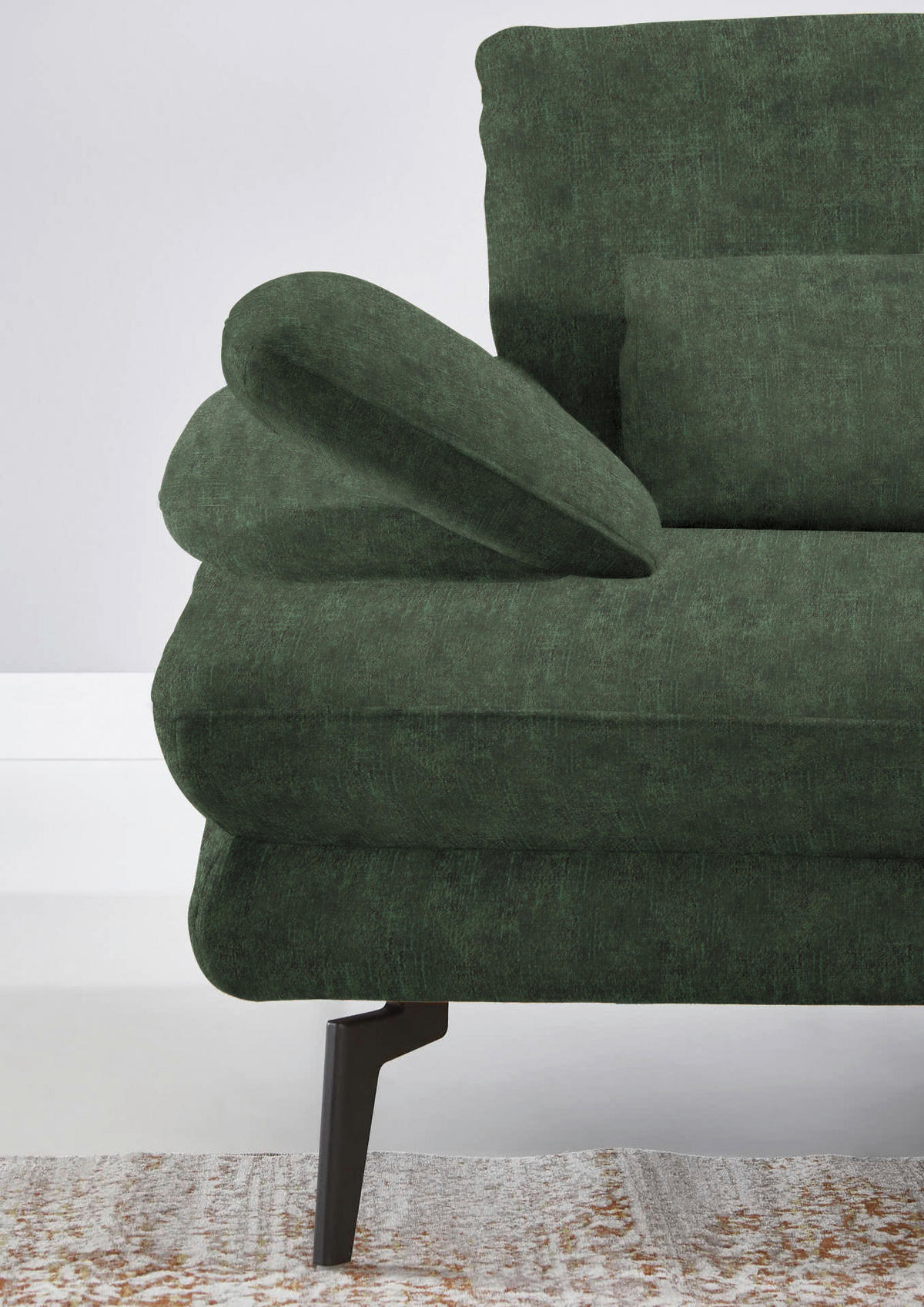 ECKSOFA in Velours Olivgrün  - Schwarz/Olivgrün, Design, Textil/Metall (310/180cm) - Dieter Knoll