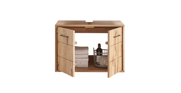 WASCHBECKENUNTERSCHRANK 70/60/40 cm  - Wildeiche/Schwarz, Basics, Holz/Metall (70/60/40cm) - Linea Natura