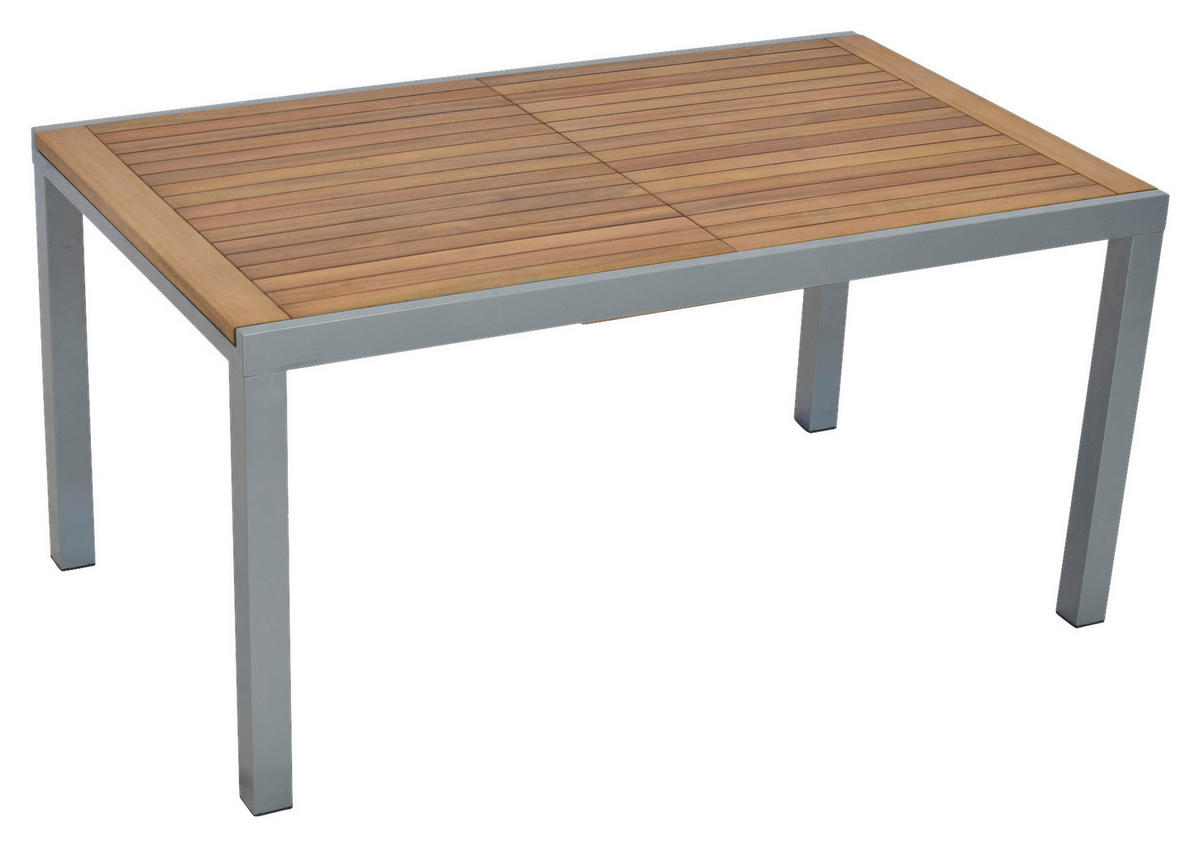 GARTENTISCH 150-200/90/75 cm Metall rechteckig  - Silberfarben/Naturfarben, MODERN, Holz/Metall (150-200/90/75cm) - Gardenson