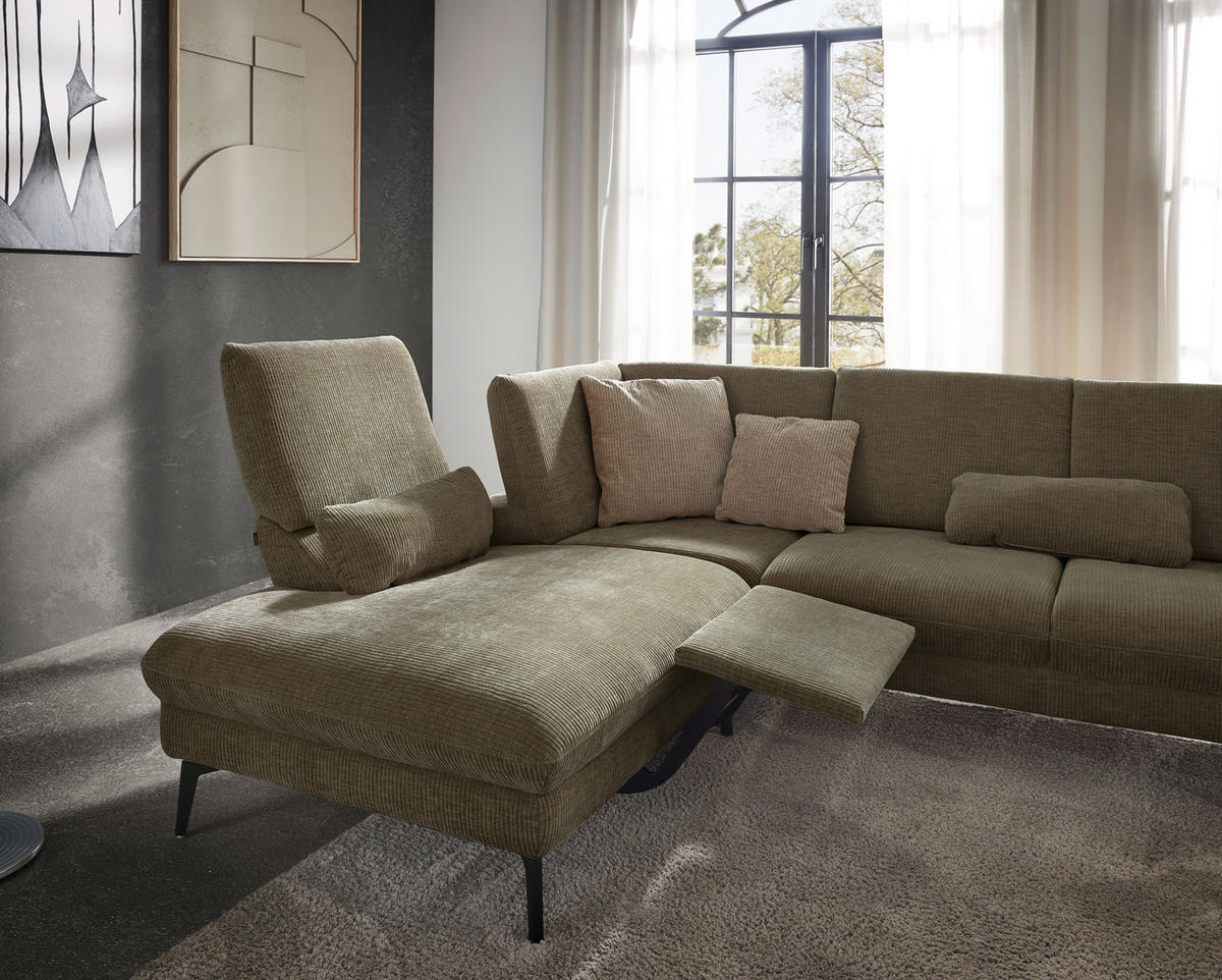 WOHNLANDSCHAFT in Webstoff Hellbraun  - Hellbraun/Schwarz, Design, Textil/Metall (208/354/157cm) - Dieter Knoll