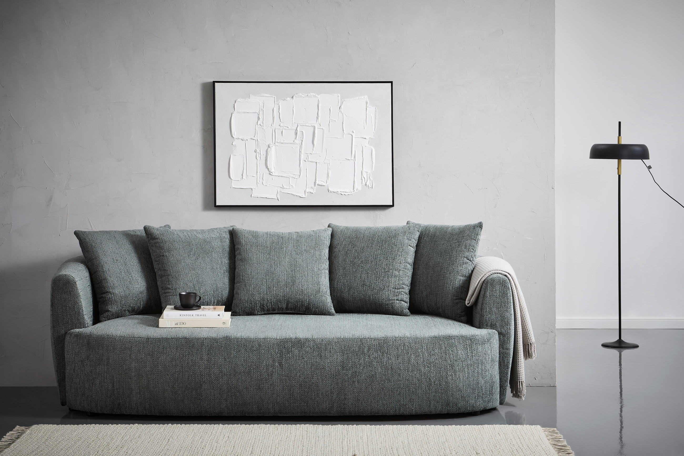 SCHLAFSOFA Chenille Dunkelgrün  - Dunkelgrün/Schwarz, KONVENTIONELL, Kunststoff/Textil (238/74/107cm) - Carryhome