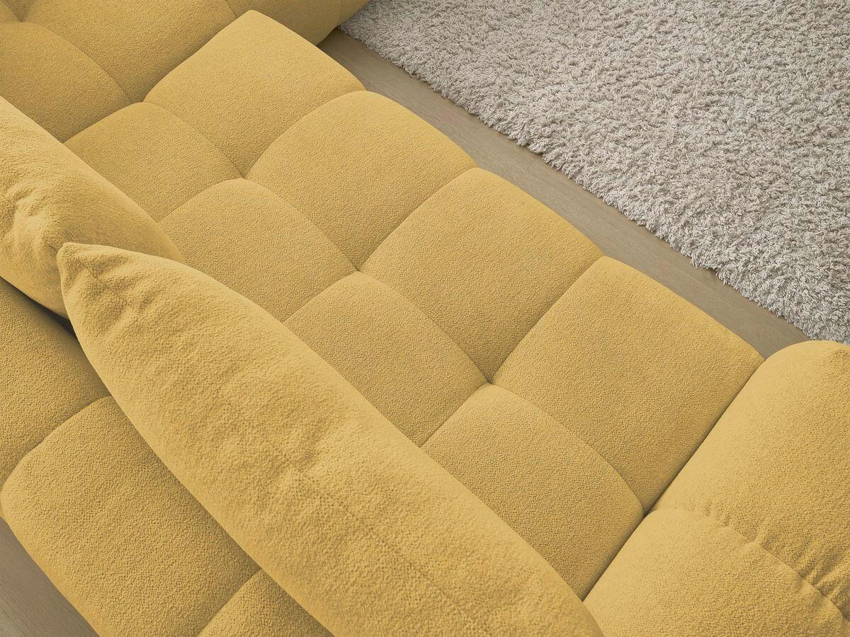 ECKSCHLAFSOFA EVEREST  mit Rücken echt, Armteil links, Armteil rechts Flachgewebe Gelb  - Gelb/Schwarz, MODERN, Kunststoff/Textil (320/212cm)