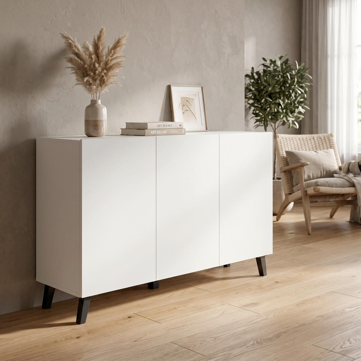 SIDEBOARD  120/76/39 cm  - Weiss/Schwarz, Design, Holzwerkstoff/Kunststoff (120/76/39cm) - P & B