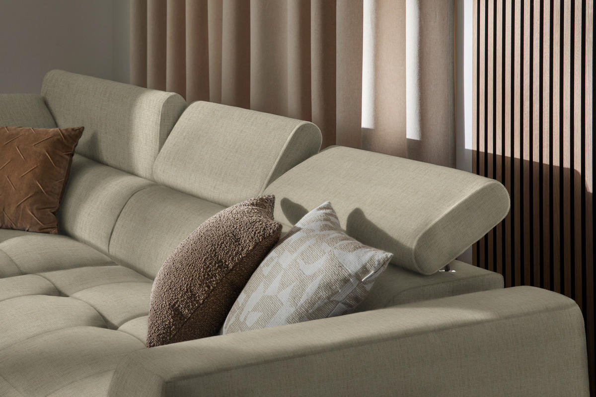 ECKSOFA in Chenille Beige  205/284 cm  - Beige/Schwarz, Design, Kunststoff/Textil (205/284cm) - Xora