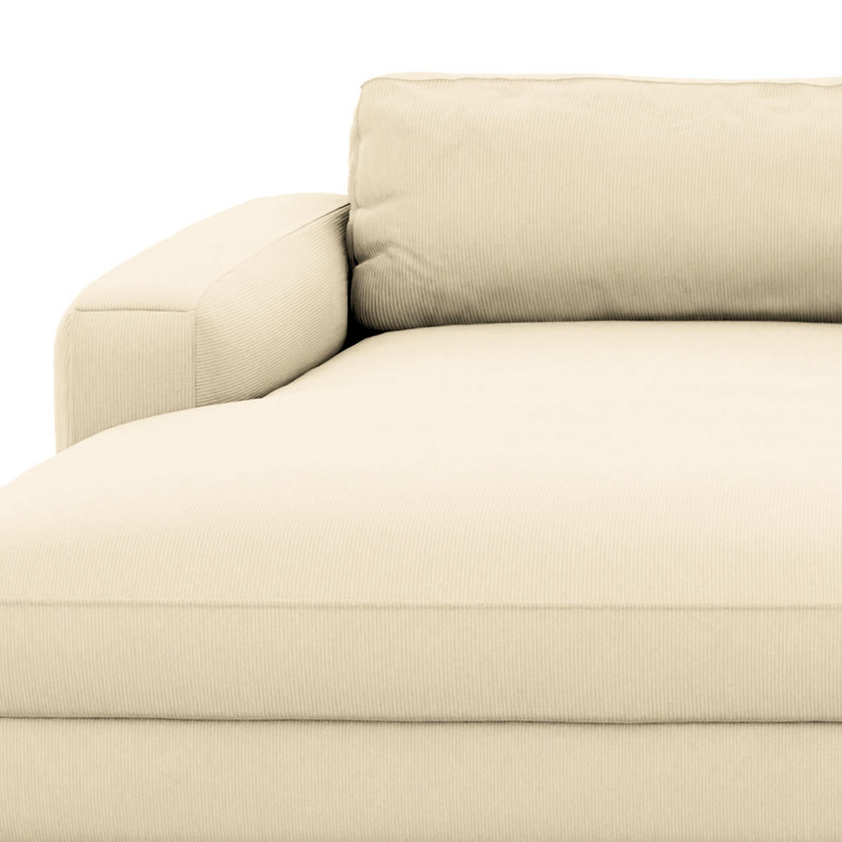 ECKSOFA in Cord Creme  - Creme/Schwarz, MODERN, Textil (176/84/303cm) - Trendmanufaktur