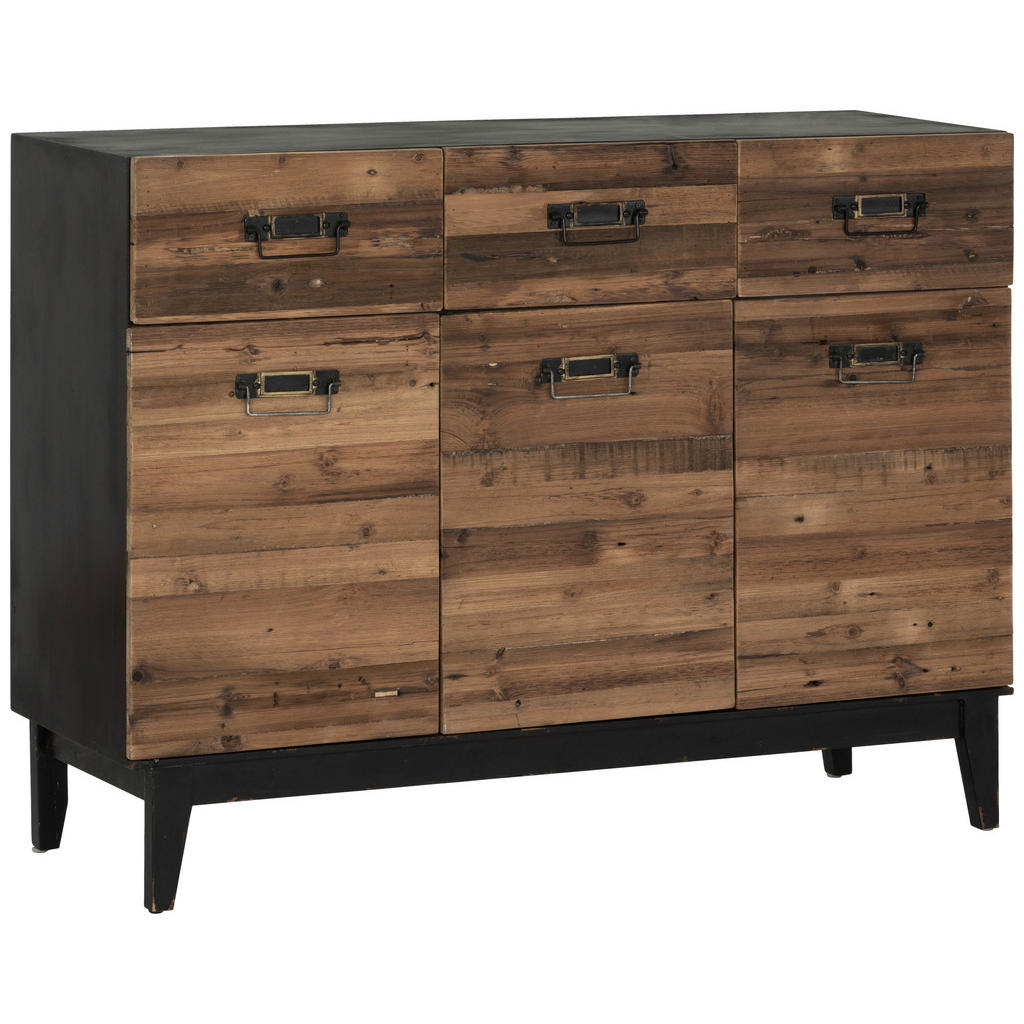 Livetastic ŠIROKÁ KOMODA, jedle, přírodní barvy, černá, 120/90.5/41 cm
