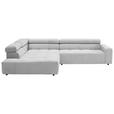 ECKSOFA in Feincord Silberfarben  - Silberfarben/Schwarz, KONVENTIONELL, Kunststoff/Textil (219/311cm) - Hom`in