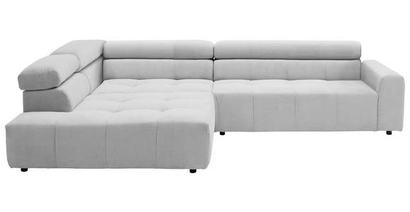 ECKSOFA in Feincord Silberfarben  - Silberfarben/Schwarz, KONVENTIONELL, Kunststoff/Textil (219/311cm) - Hom`in