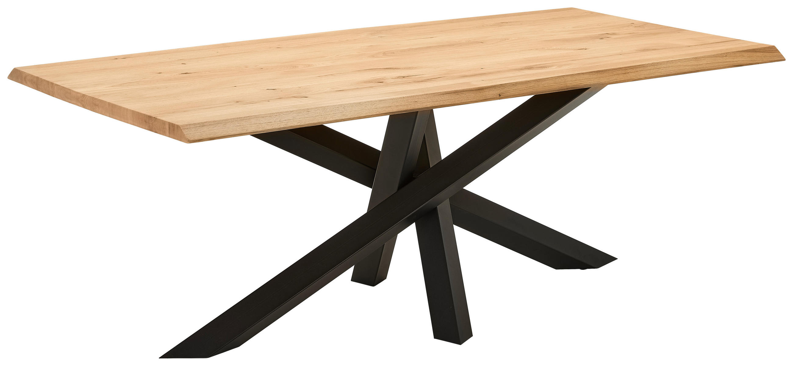 ESSTISCH Wildeiche vollmassiv rechteckig Schwarz, Wildeiche  - Wildeiche/Schwarz, Natur, Holz/Metall (200/100/75cm) - Linea Natura